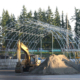 Erecting a fabric structure in an urban environment